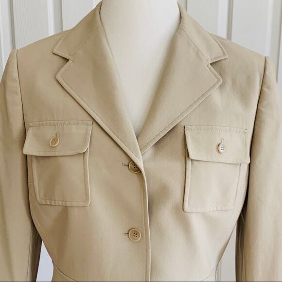 Tahari ASL Blazer Jacket Cream Tan Button Front Classic Career Blazer Size 8 - Picture 3 of 10